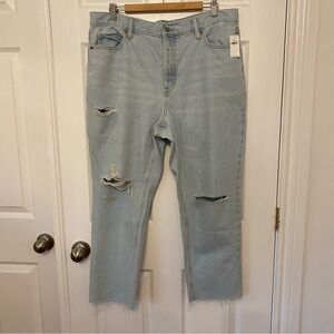 Old Navy NWT High Rise Slouchy Straight Women Button Fly Crop jeans 14